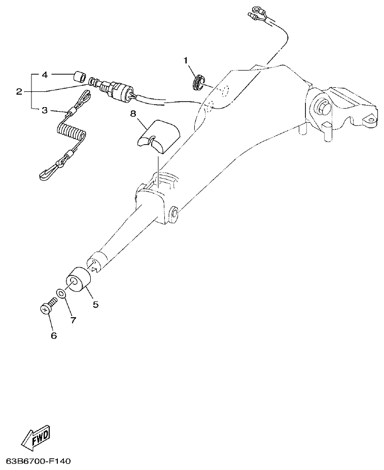 Yamaha 40VMHO, 40VEO, 40YETO STEERING 2 parts diagram